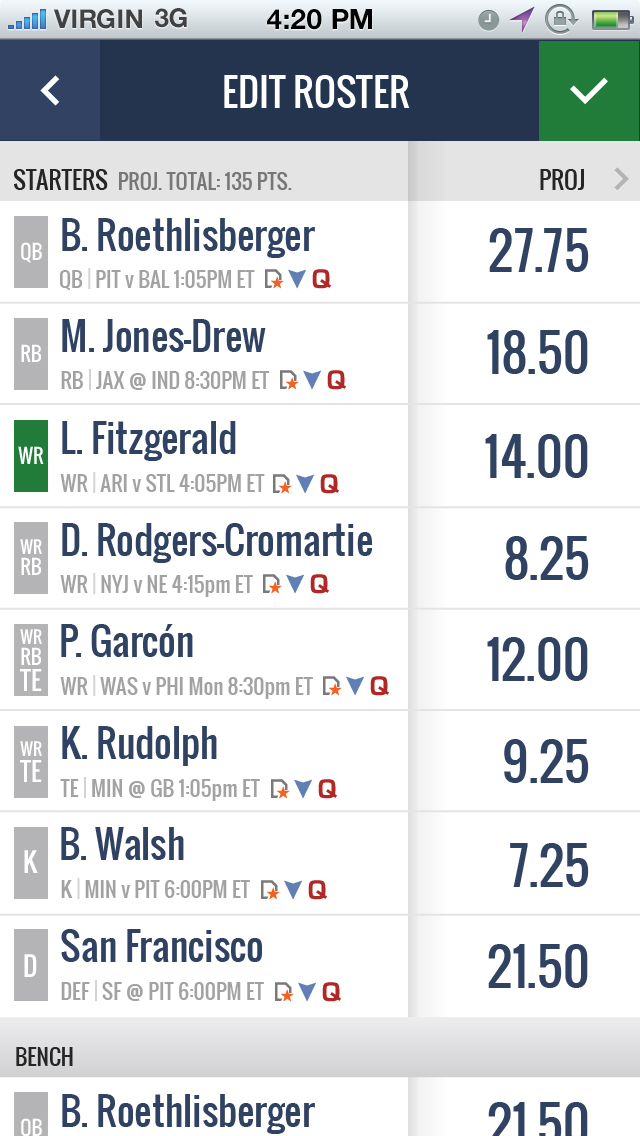 CBS Sports Fantasy — player analytics and statistical presentation