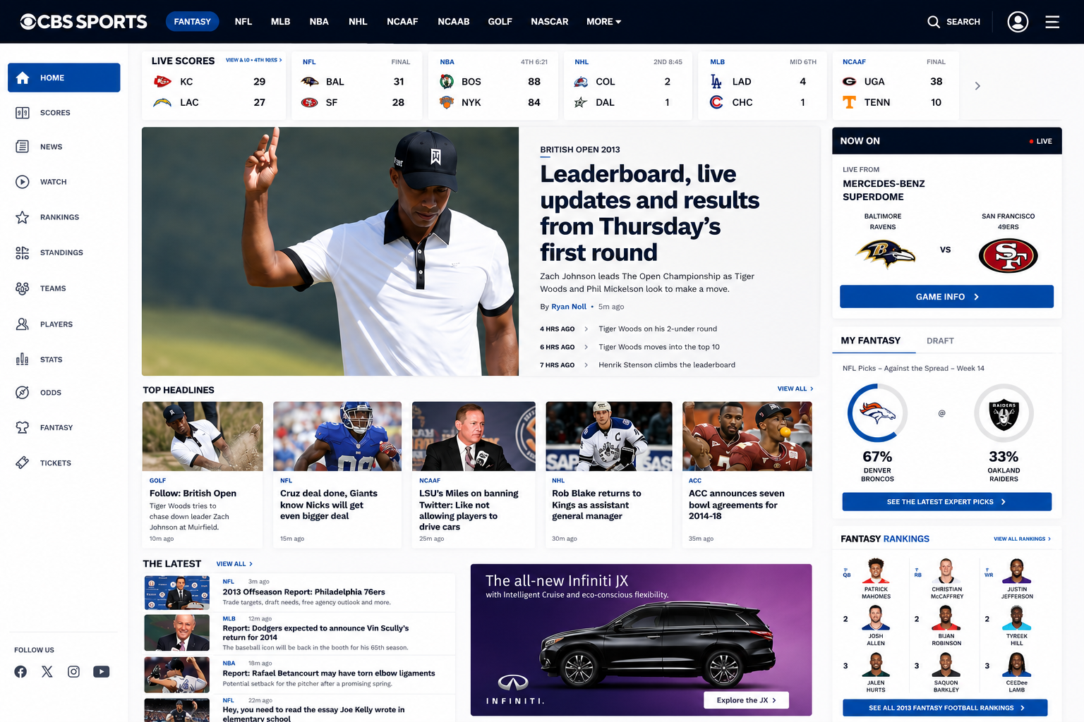 CBS Sports.com — real-time play-by-play and statistics presentation