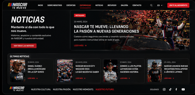 NASCAR Hispanic Marketing — digital and experiential campaign execution