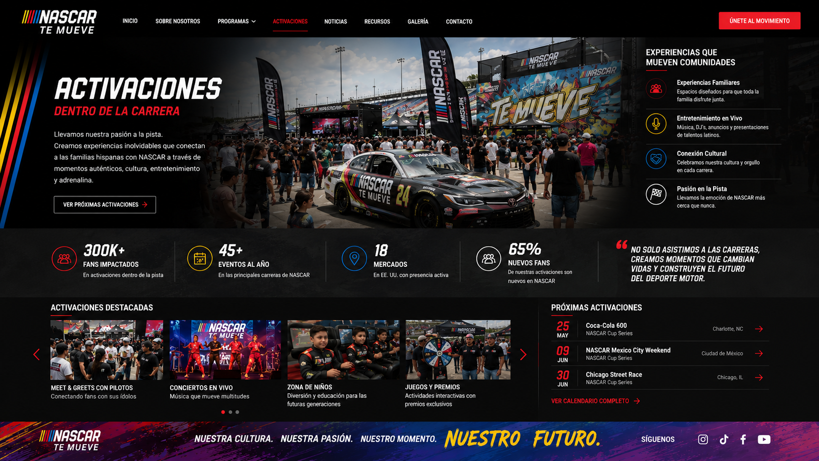 NASCAR Hispanic Marketing — digital and experiential campaign execution
