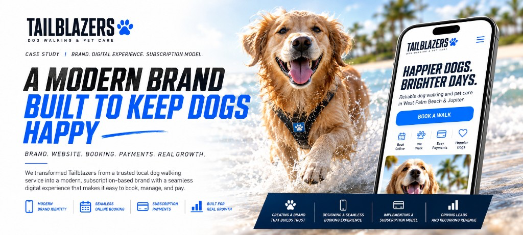 Tailblazers brand, website, booking and subscription platform case study